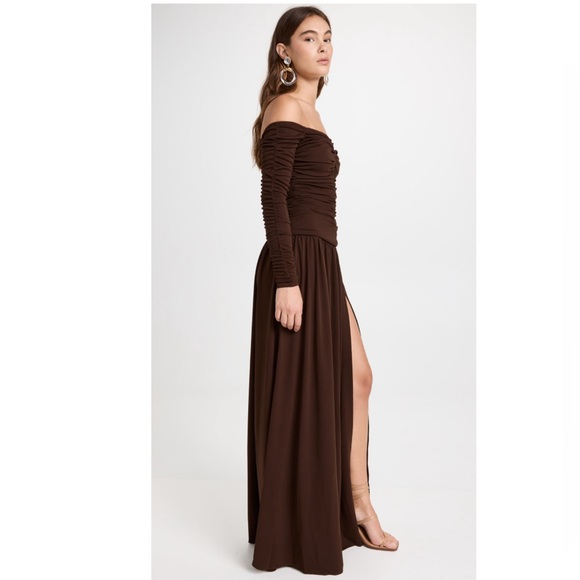 Tanya Taylor Marla Off-the-Shoulder Dress in Mocha/Brown, Size 6 New w/Tag - Picture 2 of 11